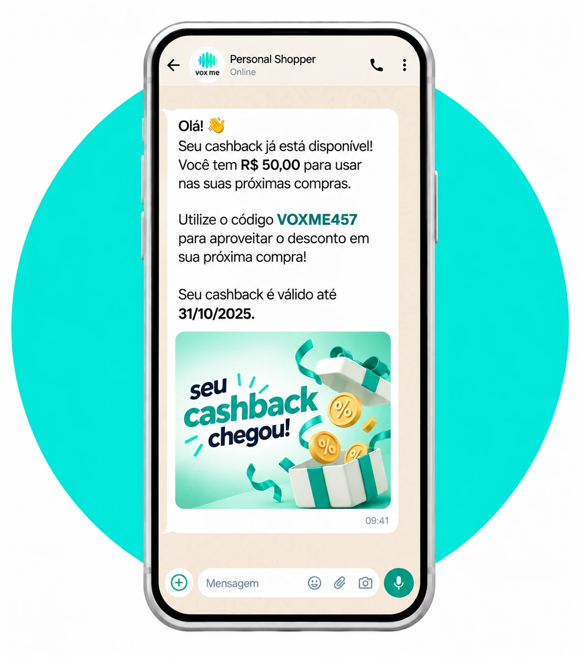 Gestão de Cashback VoxMe no WhatsApp